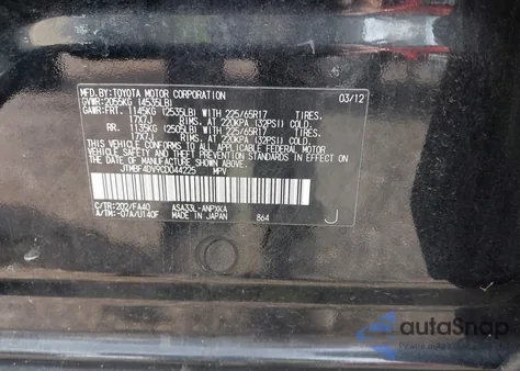 2012 Toyota Rav4 z USA, uszkodzony, nr VIN JTMBF4DV9CD044225